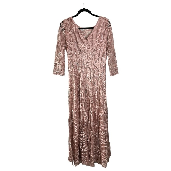 Tahari Sequin Embroidered A-Line Gown in Petal Pink Size 10 - Picture 2 of 8